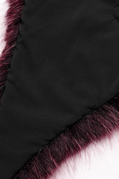 Red Stand Collar Sleeveless Gradient Faux Fur Women's Gothic Cape