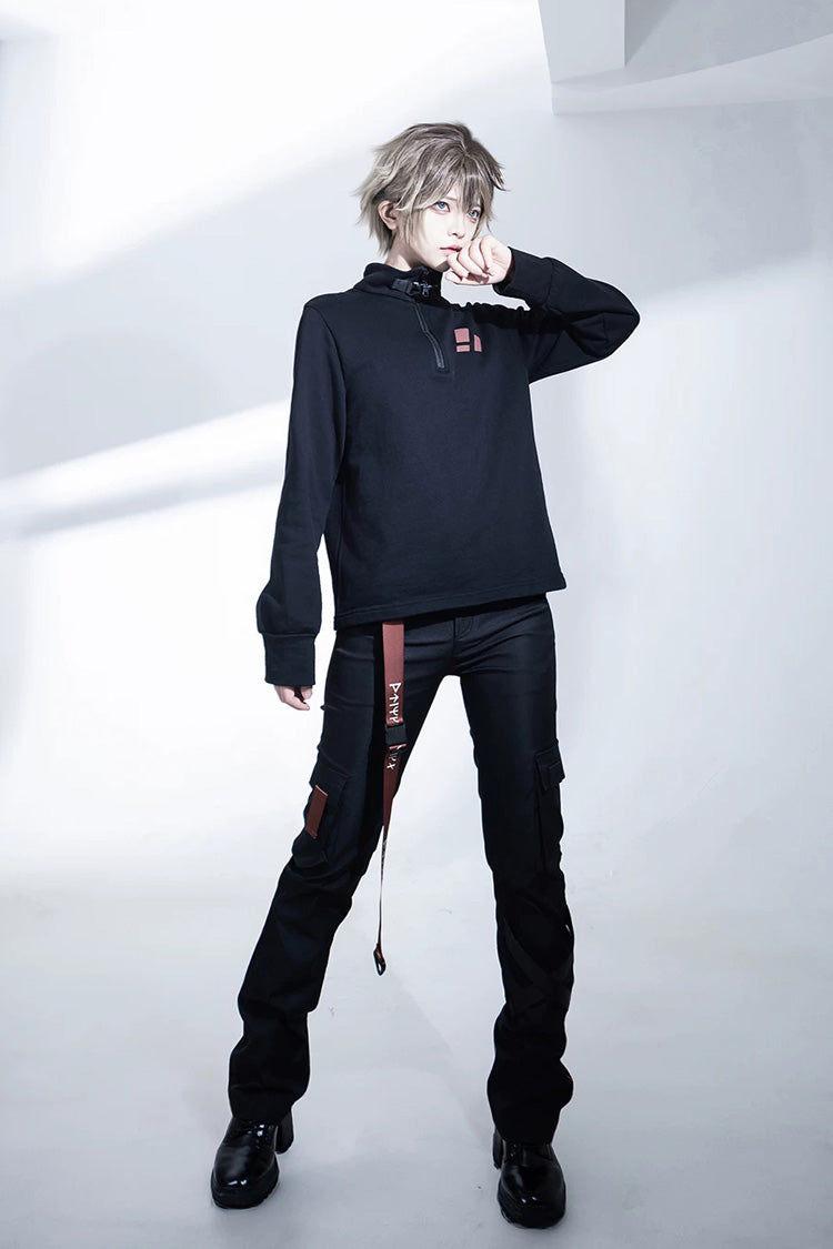 Black [Nameless Blade] Stand Collar Long Sleeves Gothic Prince Ouji Lolita Pants Set