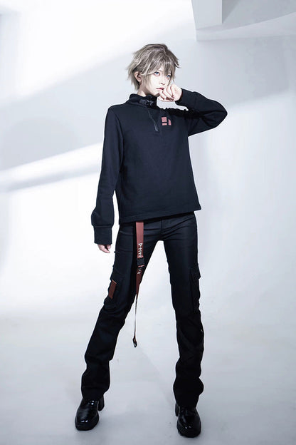 Black [Nameless Blade] Stand Collar Long Sleeves Gothic Prince Ouji Lolita Pants Set