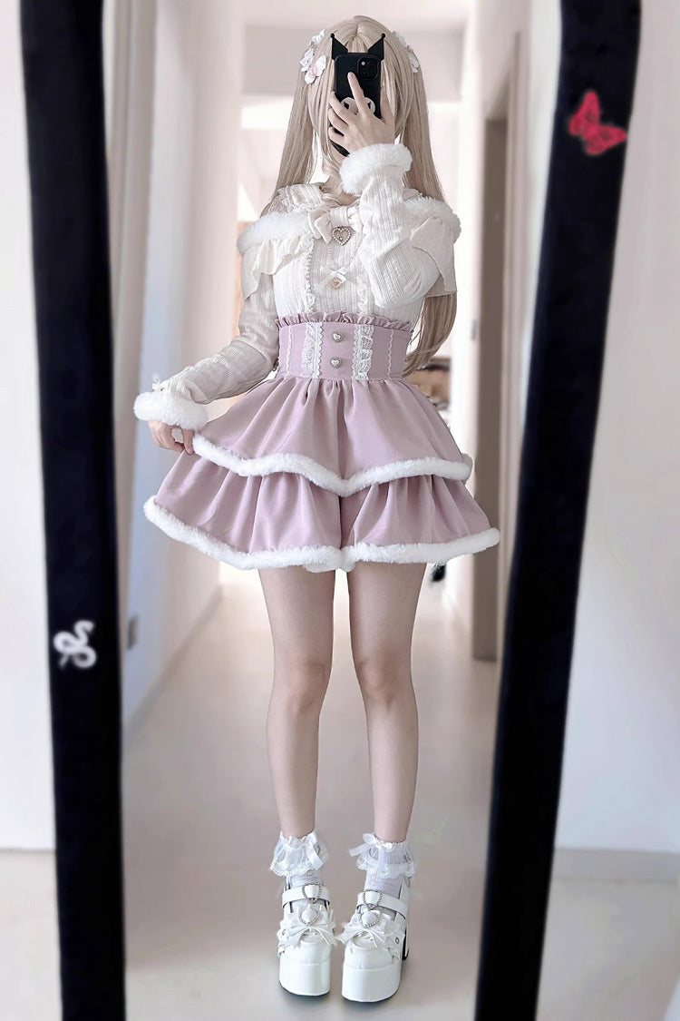 Jirai Kei Off Shoulder Long Sleeves Bow Lace Pearl-Decorated Sweet Knitwear 2 Colors