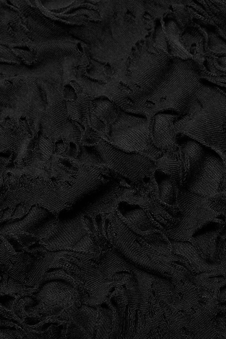 Black Stitching Mesh Ripped Women's Punk Flared Pants