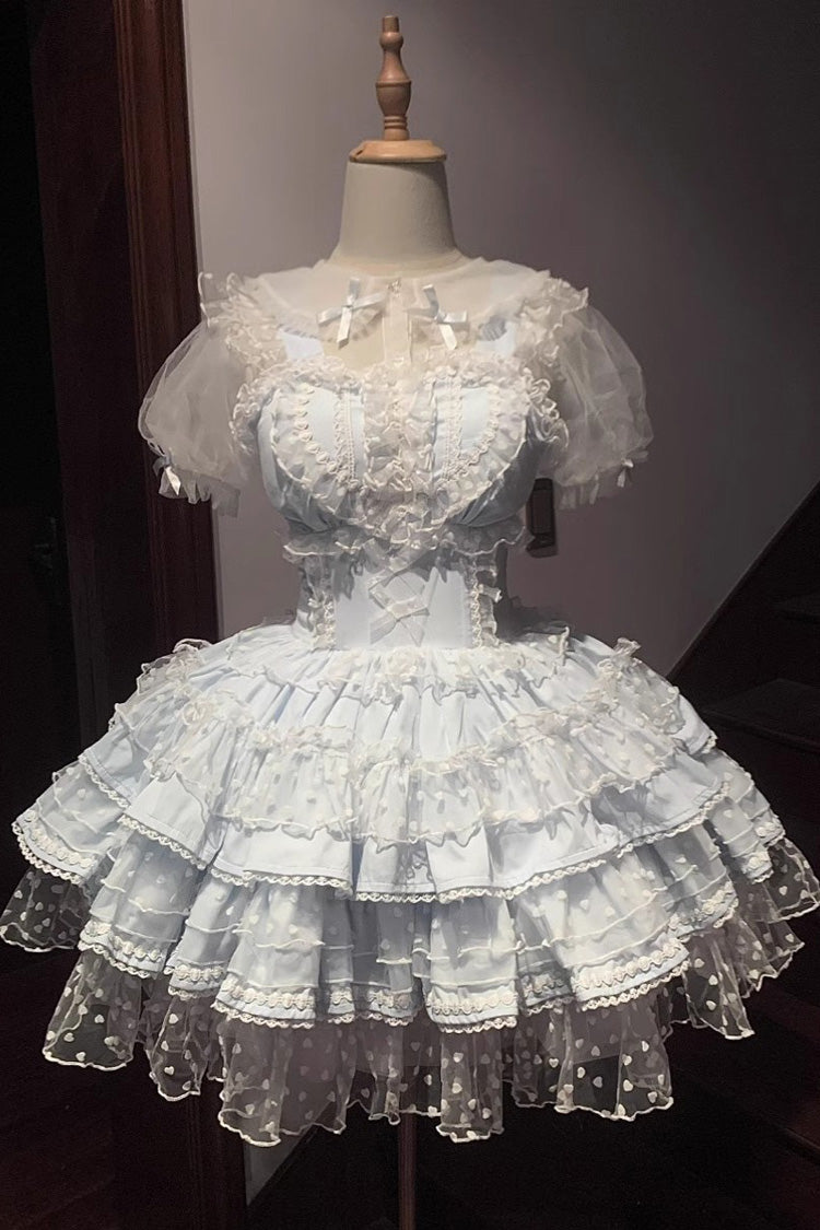 Blue Pray Multi-Layered Ruffle Lace Sweet Princess Lolita Jsk Dress