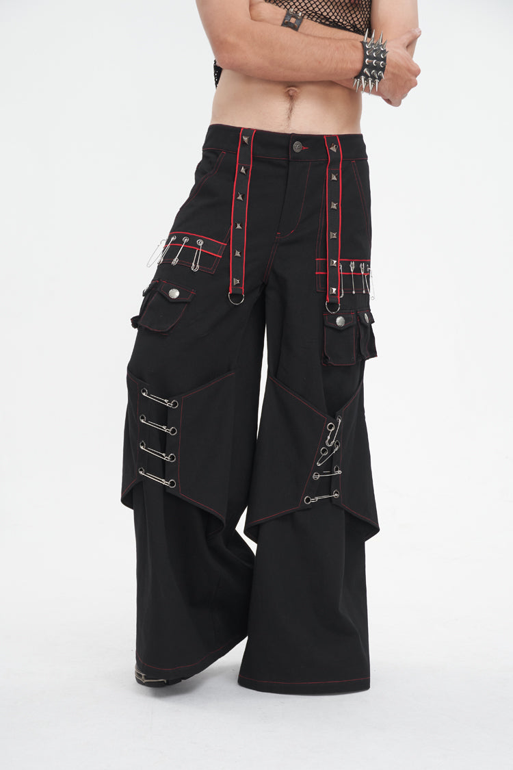 Black Stitching Men's Gothic Trumpet Pants