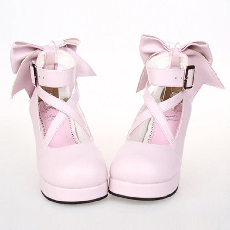 Cute Solid Color Bowknot Sweet Lolita High Heels 4 Colors