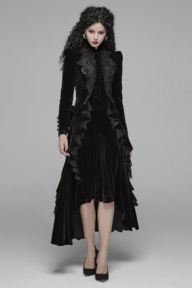 Gothic Long Puff Sleeves Hollow Womens Swallowtail Short Coat Jacket 2 Colors