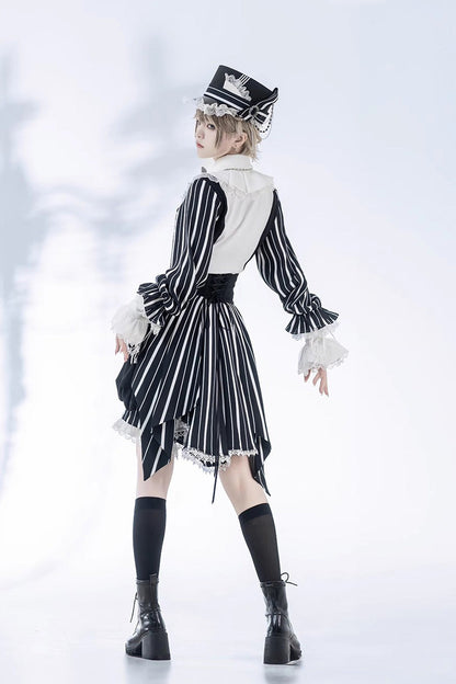 Black/White Wonderful Trick Print Lace Ouji Fashion Elegant Lolita Blouse