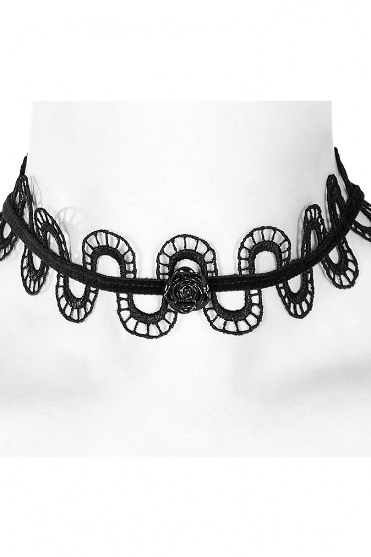 Black Rose Snakelike Hollow Women's Gothic Choker