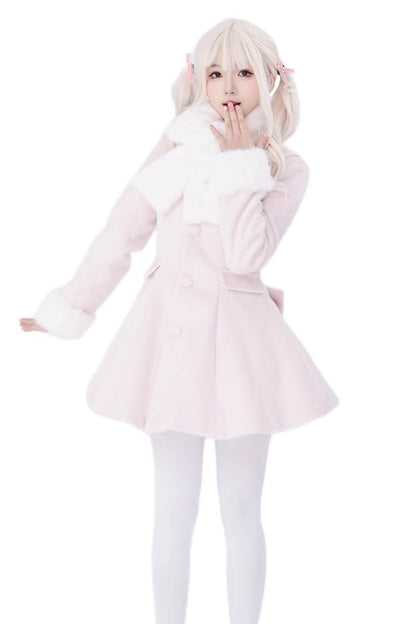 [First Love] Long Sleeves Faux Fox Fur Autumn Winter Wool Sweet Lolita Coat