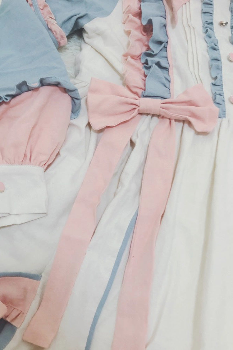 Blue/Pink [Sweetheart Puff] Doll Collar Long Sleeves Ruffle Bowknot Sweet Plus Size Lolita Dress