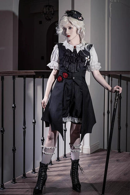 Black [Night Rose] Sleeveless Ouji Prince Handsome Lolita Vest