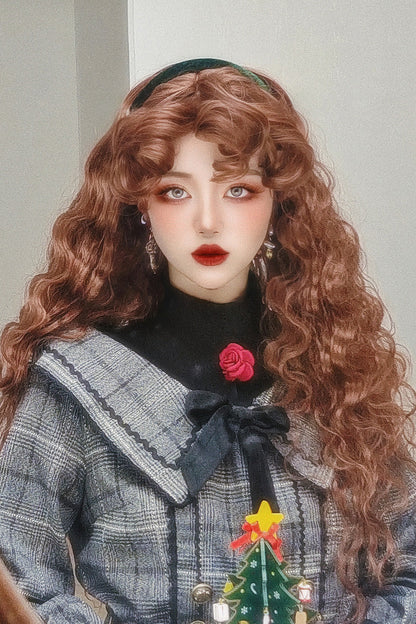 Orange-Brown Vintage Elegant Fluffy Wool Curl Lolita Wig
