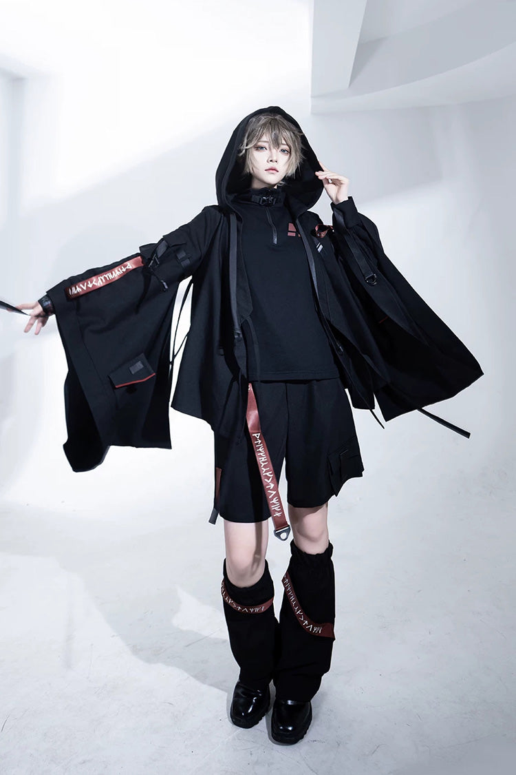 Black [Nameless Blade] Stand Collar Long Sleeves Gothic Prince Ouji Lolita Shorts Set
