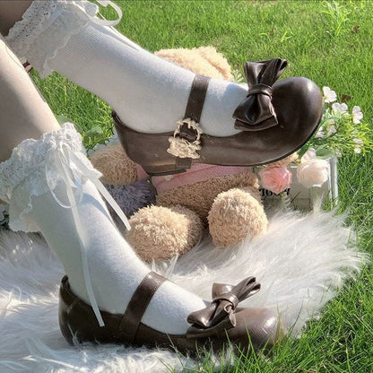 Bowknot Round-Toe Low Heel Sweet Lolita Mary Jane Shoes 4 Colors