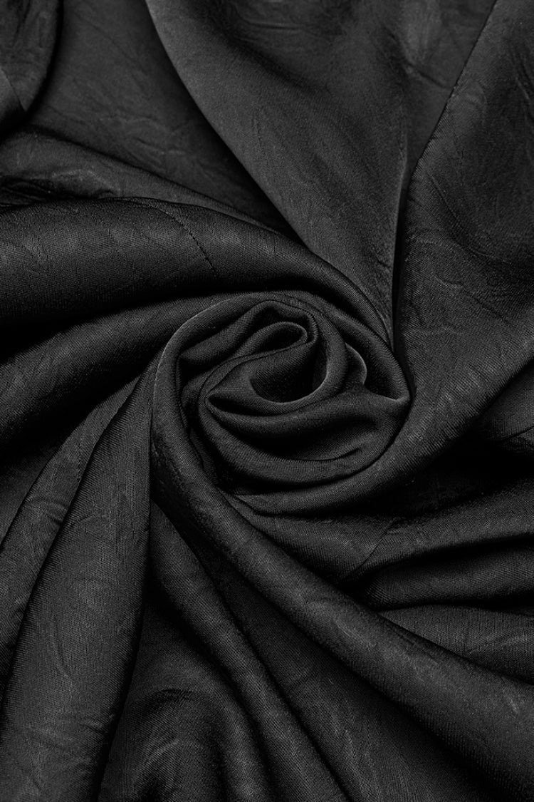 Black Stand Collar Long Sleeves Ruffle Pleated Men's Gothic Blouse