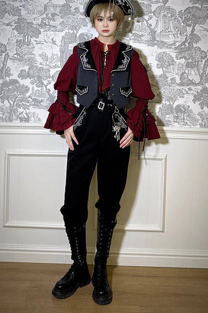 Pirate Series Navigation Treasure Hunting Guide Embroidery Handsome Lolita Vest 2 Colors