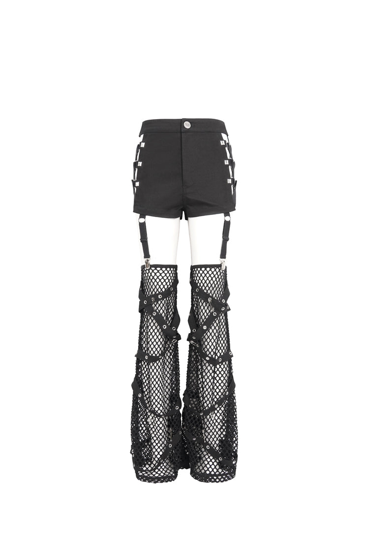 Black Side Cutouts Womens Steampunk Shorts