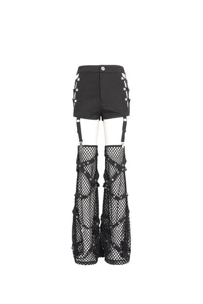 Black Side Cutouts Womens Steampunk Shorts