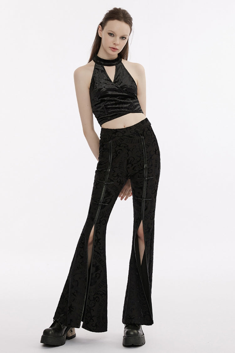 Black V Collar Hollow Backless Halterneck Women's Gothic Corset