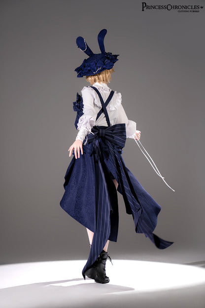 Blue Rabbit Theater Vertical Stripes Print Ouji Fashion Sweet Prince Cool Lolita Shorts