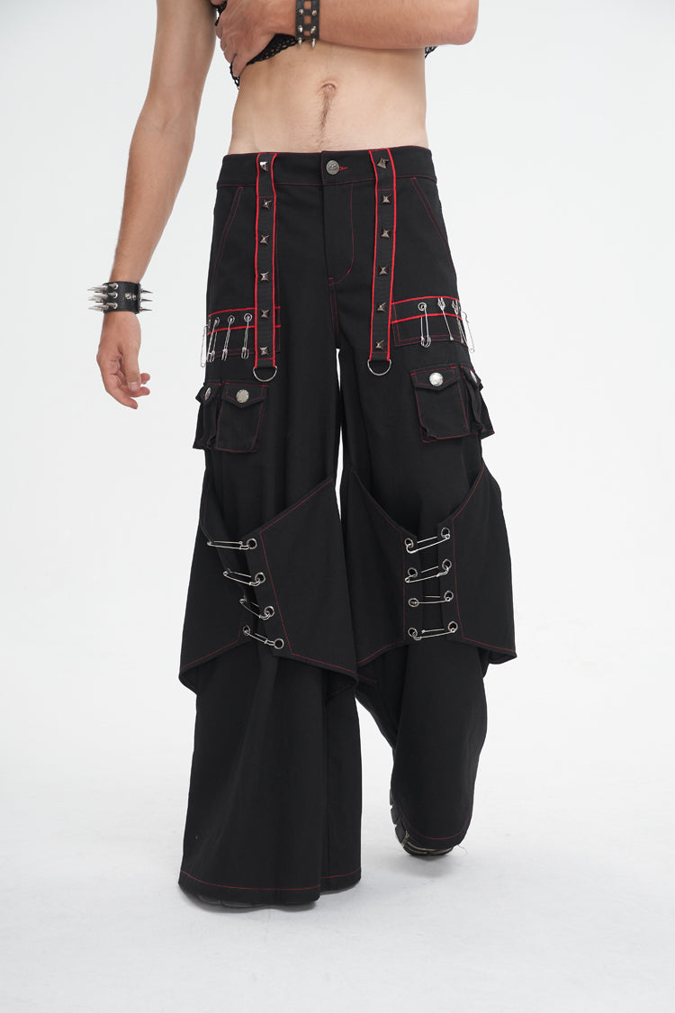 Black Stitching Men's Gothic Trumpet Pants