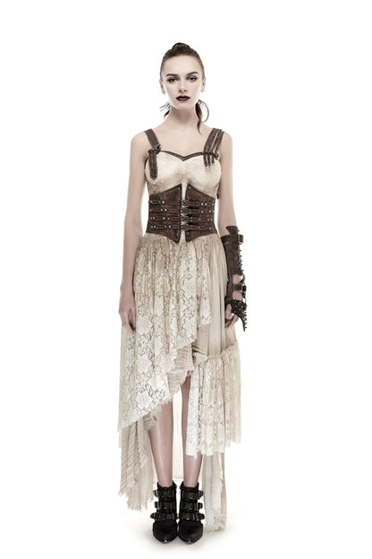Brown Metal Nails Metal Hasp Decoration Womens Steampunk Girdle
