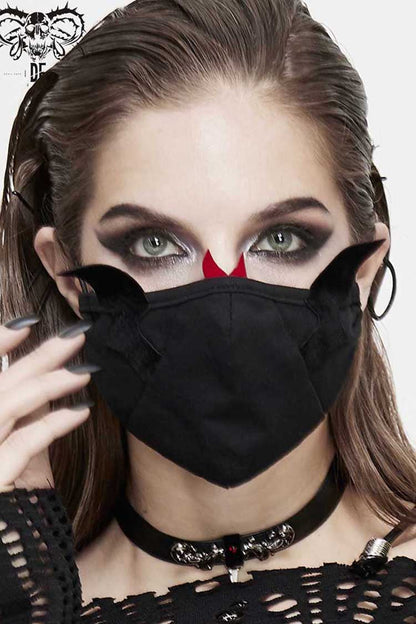Black Punk Little Devil Wings Decorative Adjustable Women's Mask
