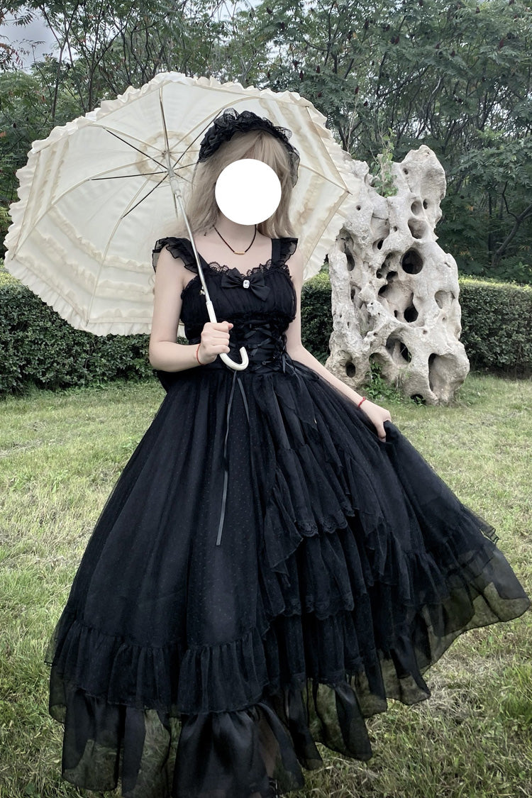 Black [Moonlight Sonata] Ruffle Cardigan Bowknot Lace Gothic Vintage Lolita Jsk Dress