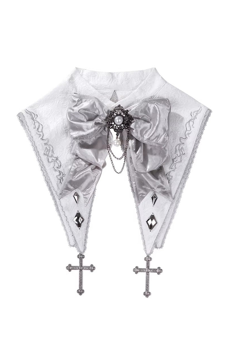 White [Silver-White Sacred Pact] Bow Asymmetric Gothic Prince Palace Ouji Lolita Shorts Coat Four-Piece Set