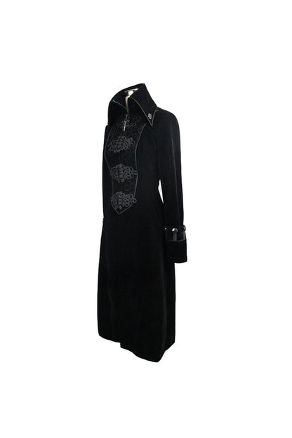 Black Retro Stand Collar Stage Costume Women's Gothic Coat