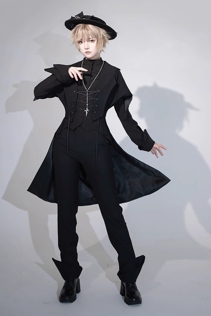 Black Vintage Medieval Prince Ouji Lolita Slim Fit Shirt