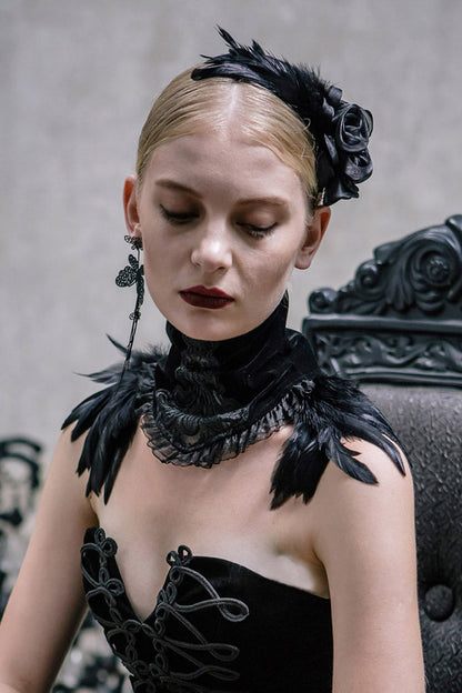 Black Roses Gauze Gothic Women's Hair Plug