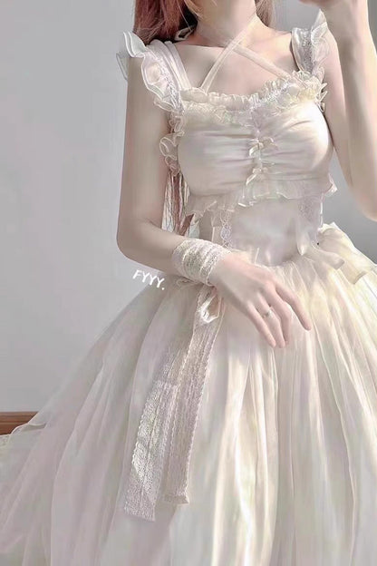 Spring Confession Ruffle Bowknot Mesh Sweet Lolita Jsk Dress (Long and Short Version) 2 Colors