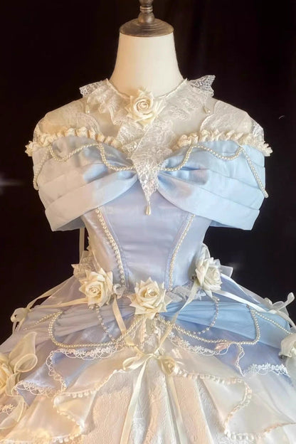 Blue Hanayome Cardigan Elegant Princess Sweet Lolita Strapless Dress
