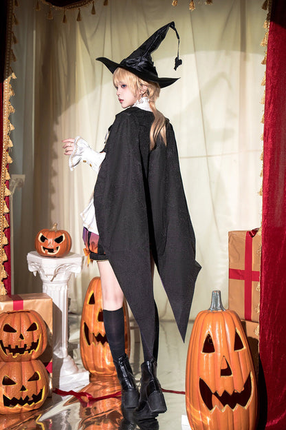 Black/Brown [Little Devil] Stand Collar Long Sleeves Gradient Print Ruffle Bowknot Gothic Prince Ouji Lolita Set