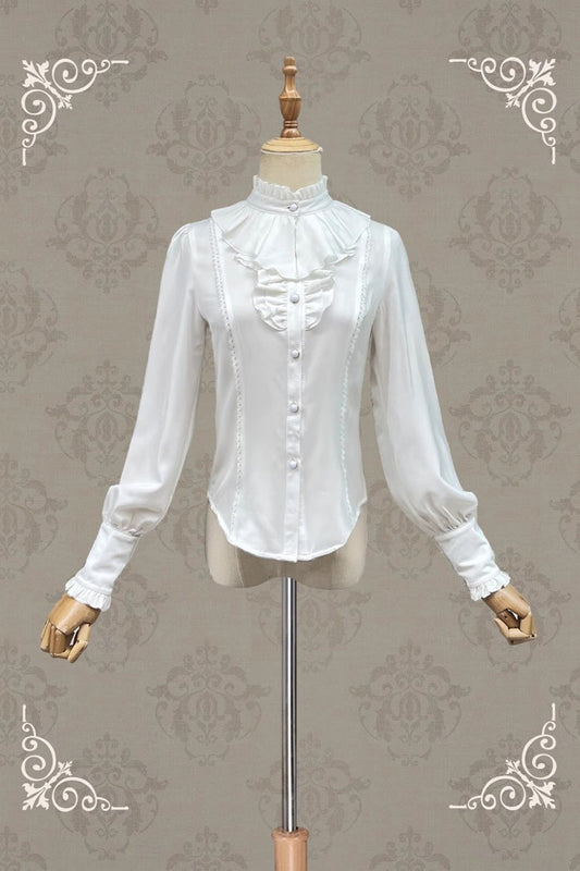 Moonlight Song Stand Collar Long Sleeves Sweet Vintage Lolita Blouse 2 Colors