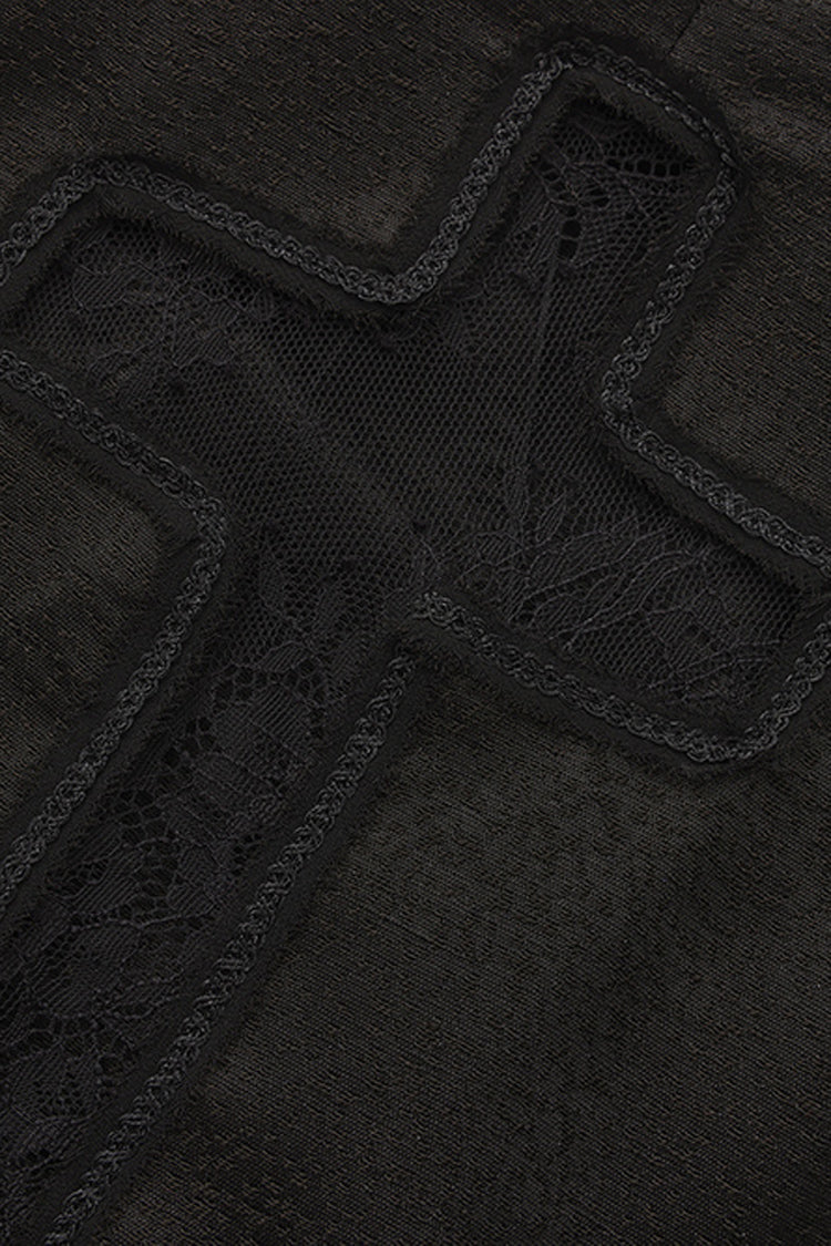 Black [Eternal Gloom Portrait] Back Cross Stand Collar Asymmetric Vintage Elegant Prince Gorgeous Handsome Lolita Coat