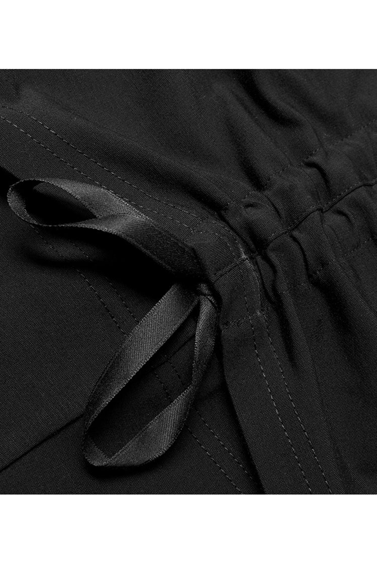 Black Side Open Drawstring Design Sexy Elastic Women's Punk Flared Pants