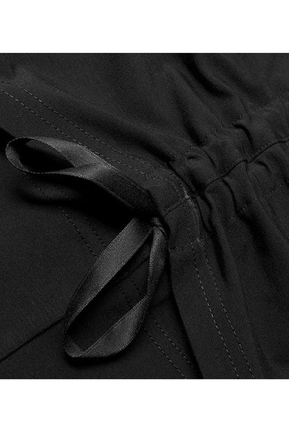 Black Side Open Drawstring Design Sexy Elastic Women's Punk Flared Pants