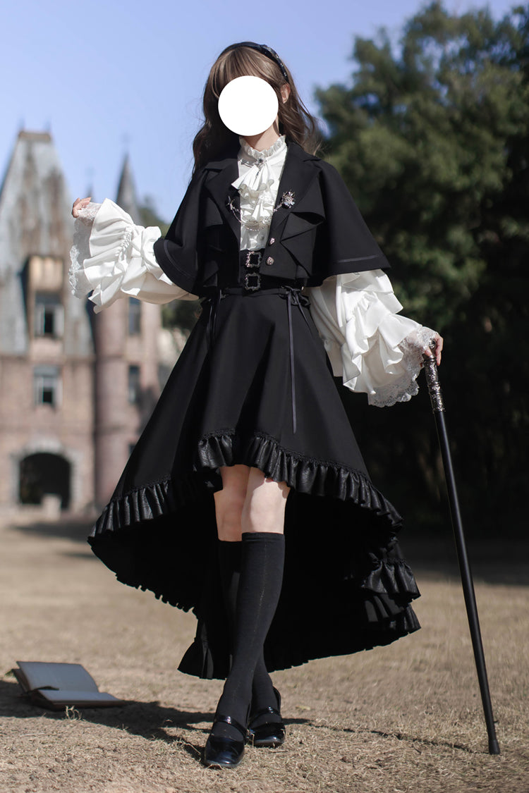 Black [Day and Night Song] Long Sleeves Ruffle Ouji Gothic Lolita Skirt Blouse