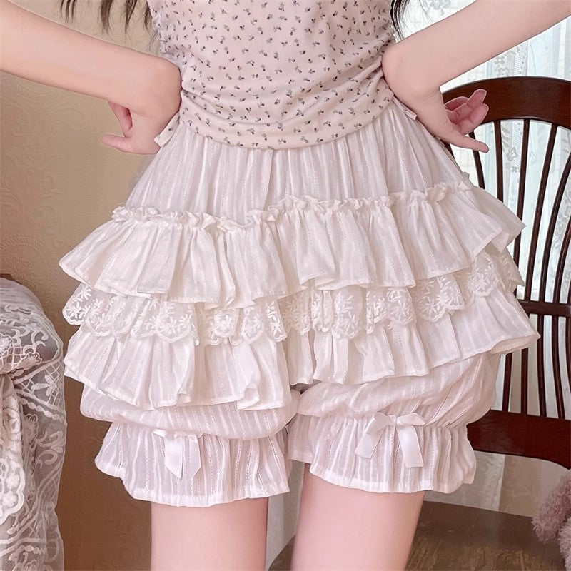 Lace Cotton Layered Lolita Pumpkin Pants 4 Colors