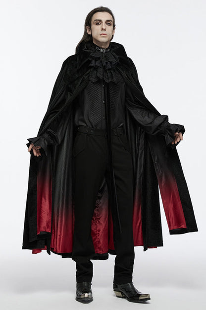 Black/Red Men's Strap Bat Gothic Coat Cloak