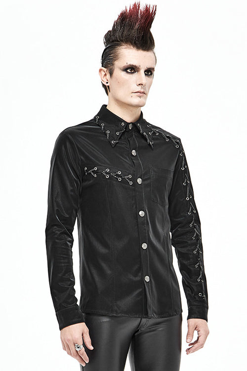 Black Rock Drawstring Mens Punk Blouse