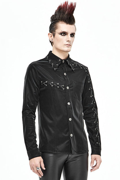 Black Rock Drawstring Mens Punk Blouse