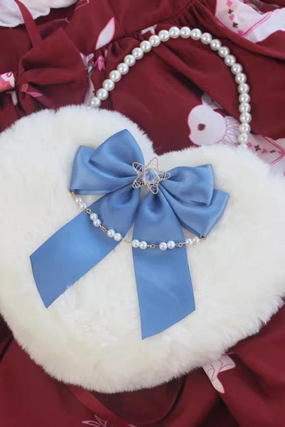 Fluffy Heart Cartoon Bowknot Pearl Sweet Lolita Handbag 17 Colors