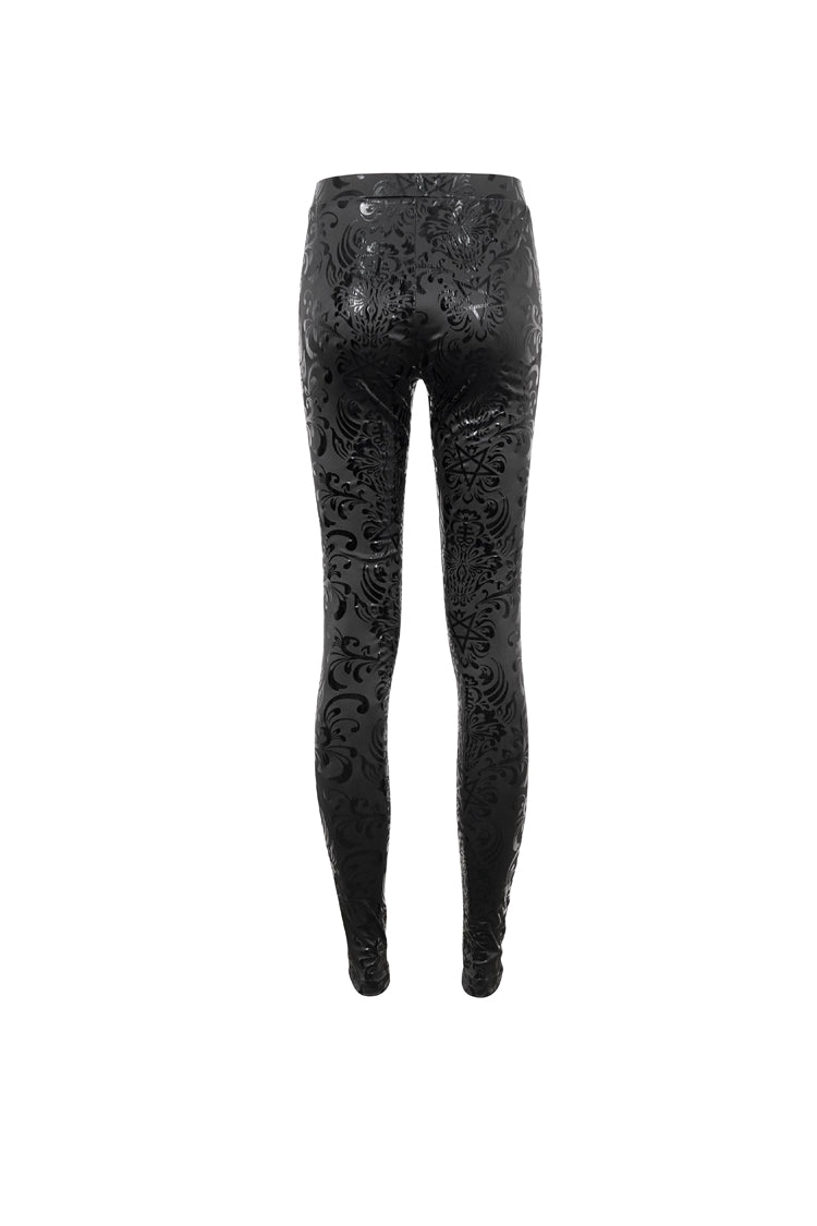 Black Stretch Pentagram Knit Special Print Women's Gothic Leggings