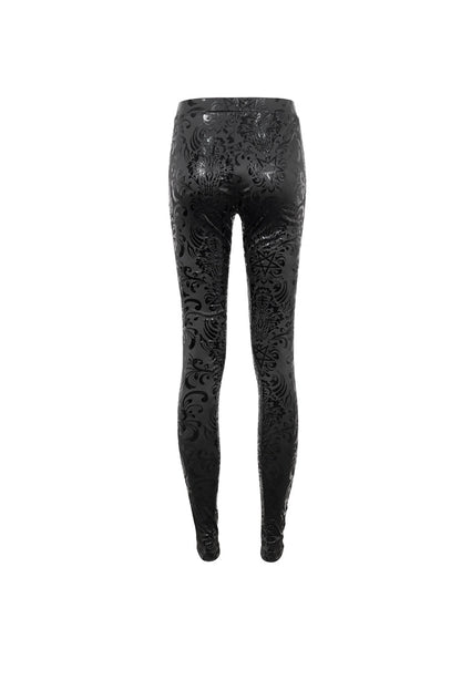 Black Stretch Pentagram Knit Special Print Women's Gothic Leggings