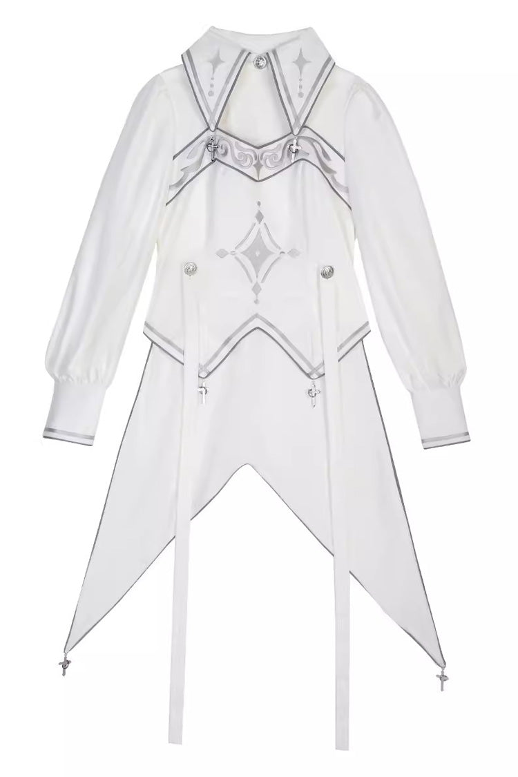 White Bionic Dimension Futuristic Mechanical Style Print Ouji Fashion Lolita Top
