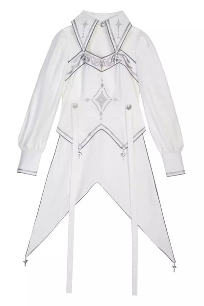 White Bionic Dimension Futuristic Mechanical Style Print Ouji Fashion Lolita Top