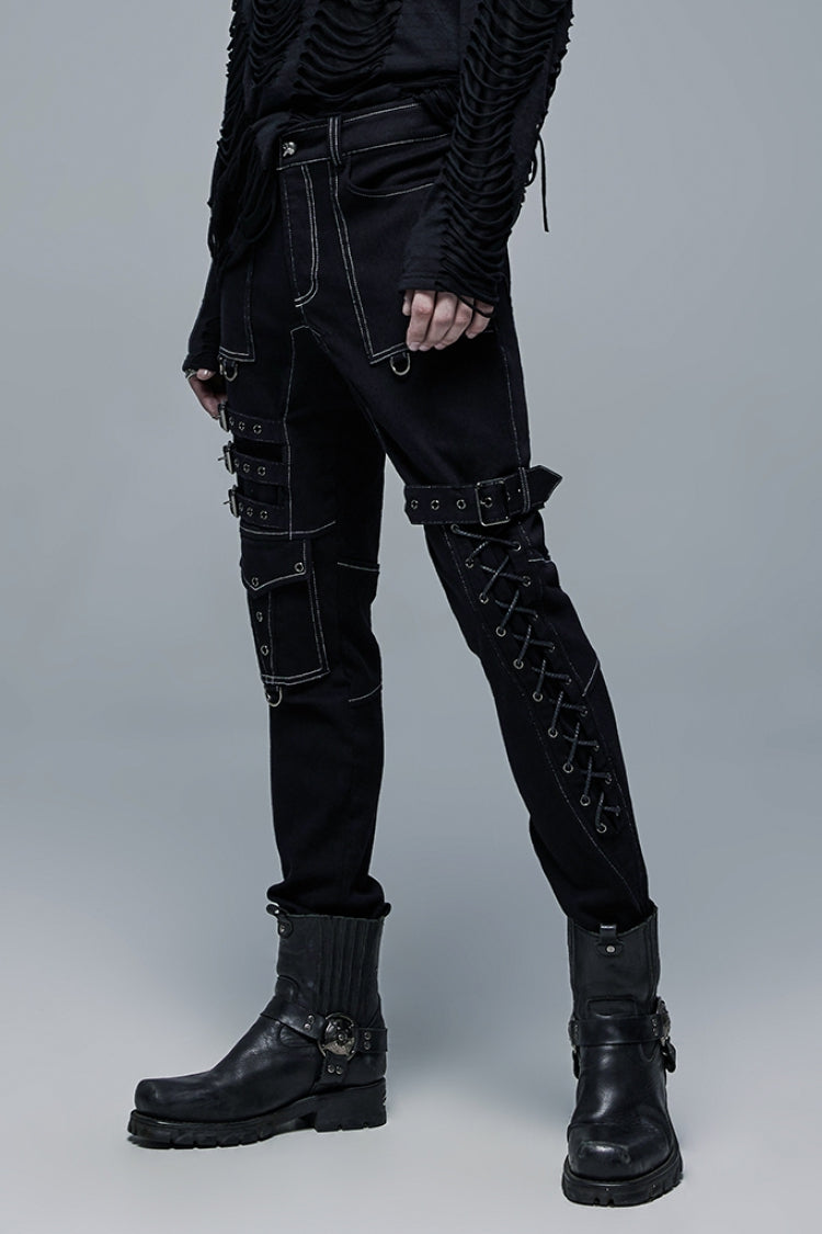 Multi Pockets Buckles Detachable Men's Steampunk Pants 2 Colors