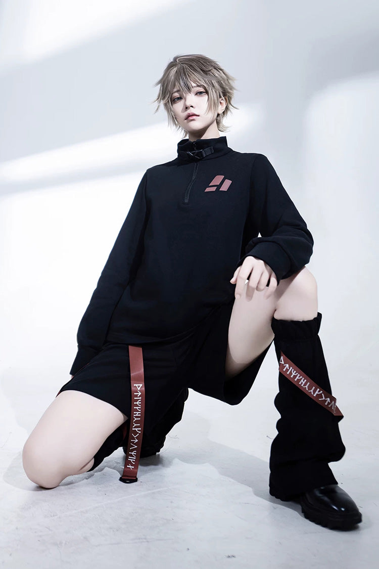 Black [Nameless Blade] Stand Collar Long Sleeves Gothic Prince Ouji Lolita Shorts Set